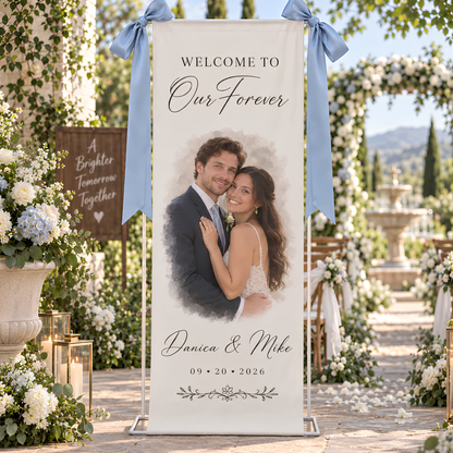 Personalized Wedding Welcome Sign, Couple Portrait Decor