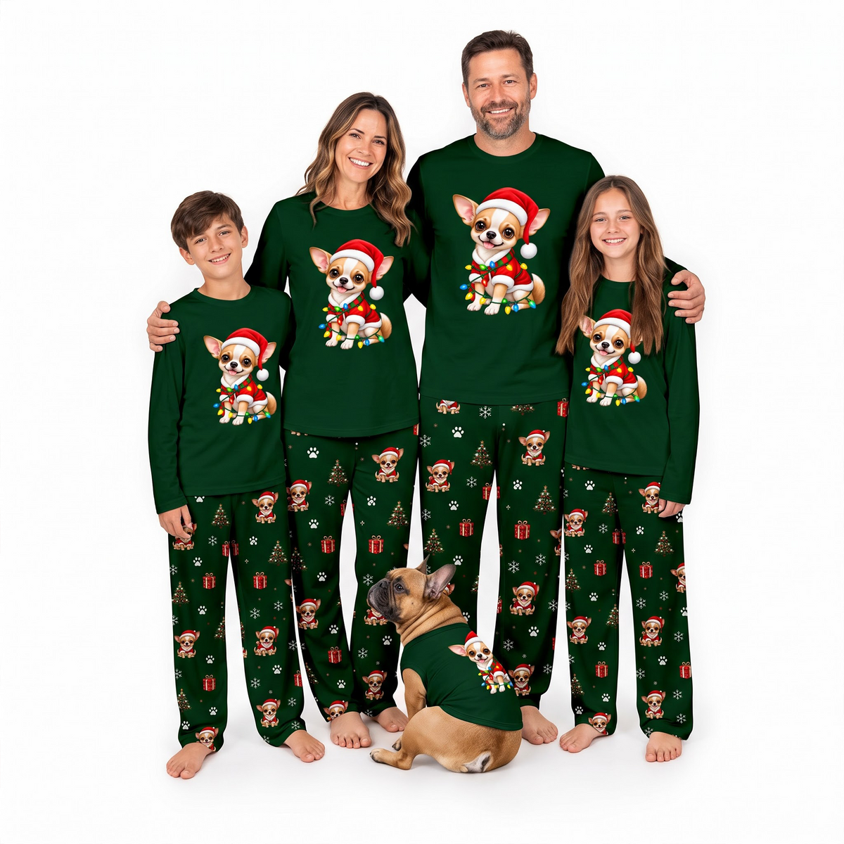 Cute Chihuahua Santa Christmas Dog Lover Matching Family Christmas Pajamas