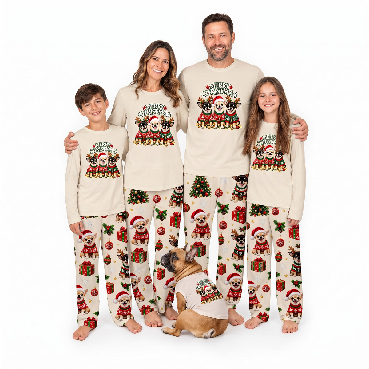 Merry Christmas Chihuahua Matching Family Christmas Pajamas With Pet