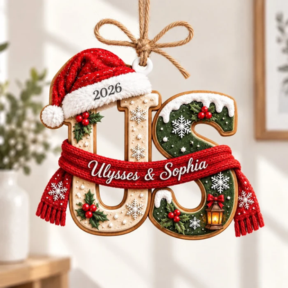 Personalized Couple Initial Wooden Ornament, Christmas Gift for Couples, Newlyweds & Spouse