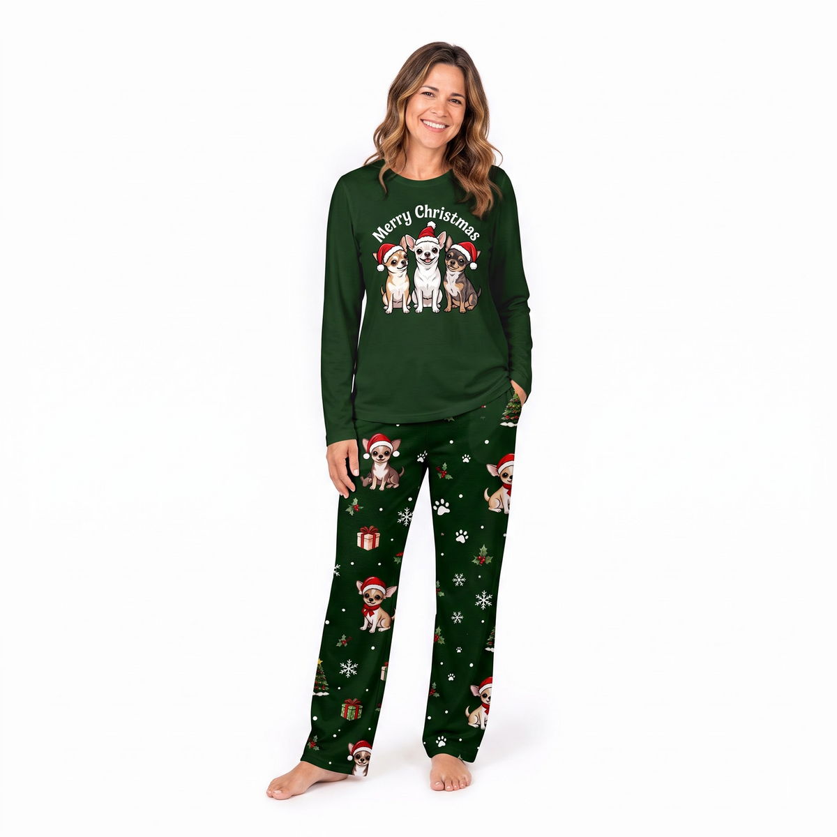 Cute Chihuahua Merry Christmas Dog Lover Matching Family Christmas Pajamas