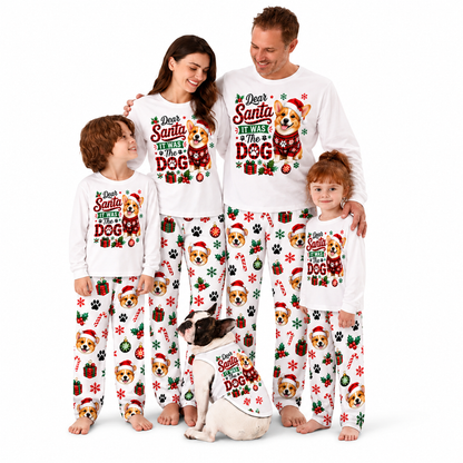 Custom Pet Face Cute Dog Christmas Matching Family Pajamas