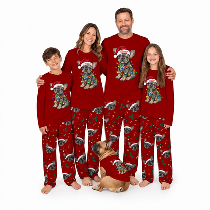 Cute Personalized French Bulldog Christmas Lights Pyjama Set
