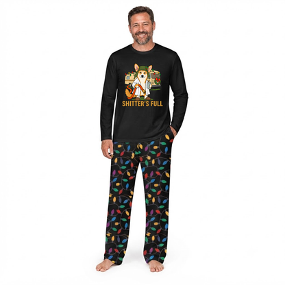 Custom Photo Funny Litter's Full Dog Cousin Eddie RV Colorful Christmas Lights Family Pajamas