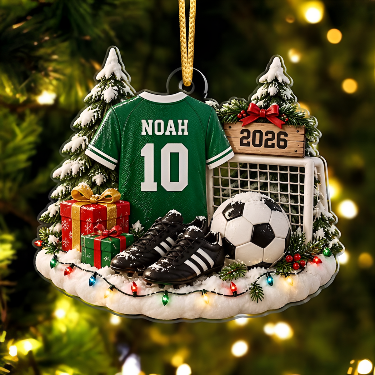 Personalized Soccer Uniform Christmas Ornament, Custom Soccer Gift With Name And Year