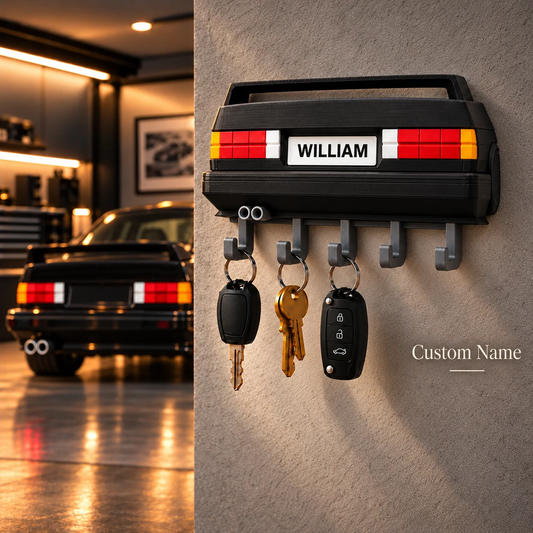 Personalized Retro Car Key Holder – 3D Printed Wall Key Rack, Custom Name Car Lover Gift