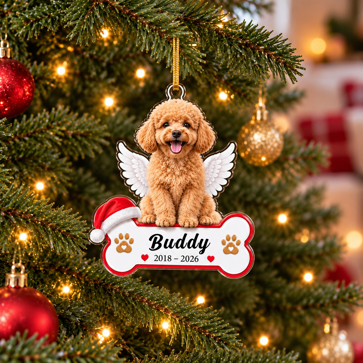 Angel Wings Pet Memorial Custom Name Date Photo Pet Memorial Acrylic Ornament Pet