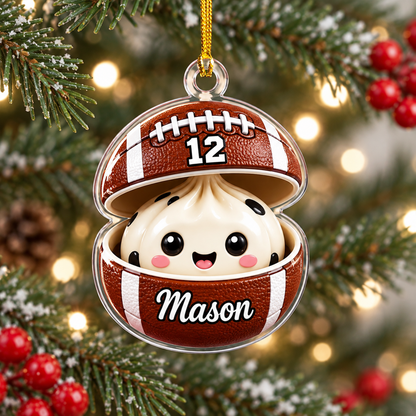 Personalized Sports Dumpling Ornament, Custom Name Football Baseball Hockey Golf Christmas Gift
