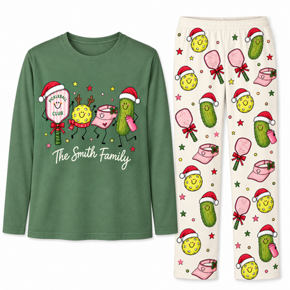 Personalized Family Name Cute Pickleball Christmas Club Matching Family Christmas Pajamas