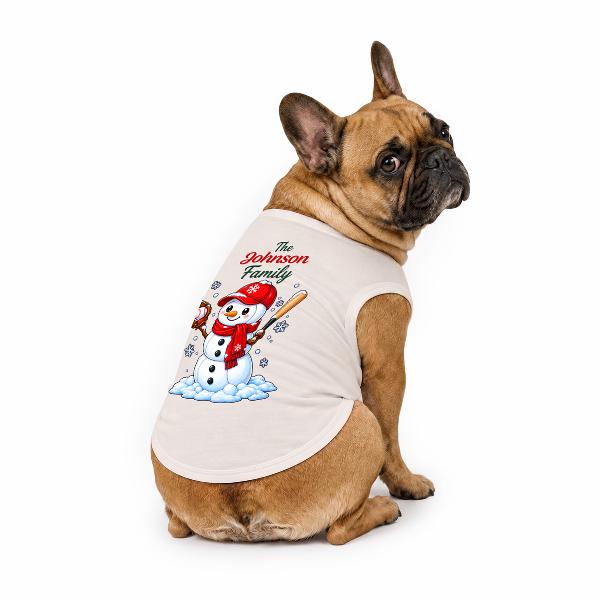 Cute Snowman Baseball Family Matching Christmas Pajamas With Pet