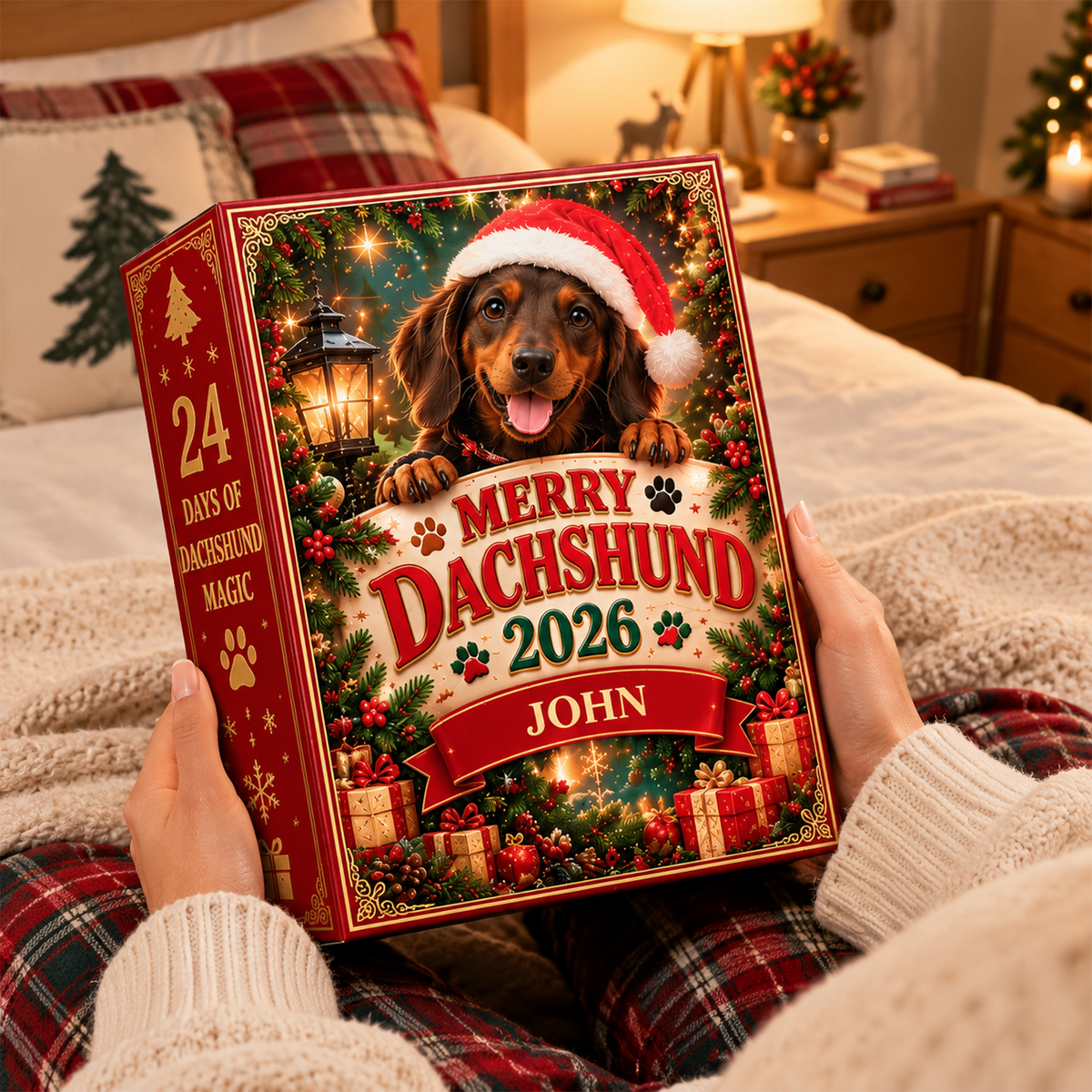 Personalized Dachshund Christmas Advent Calendar 2026 – Custom Name Dog Lover Gift
