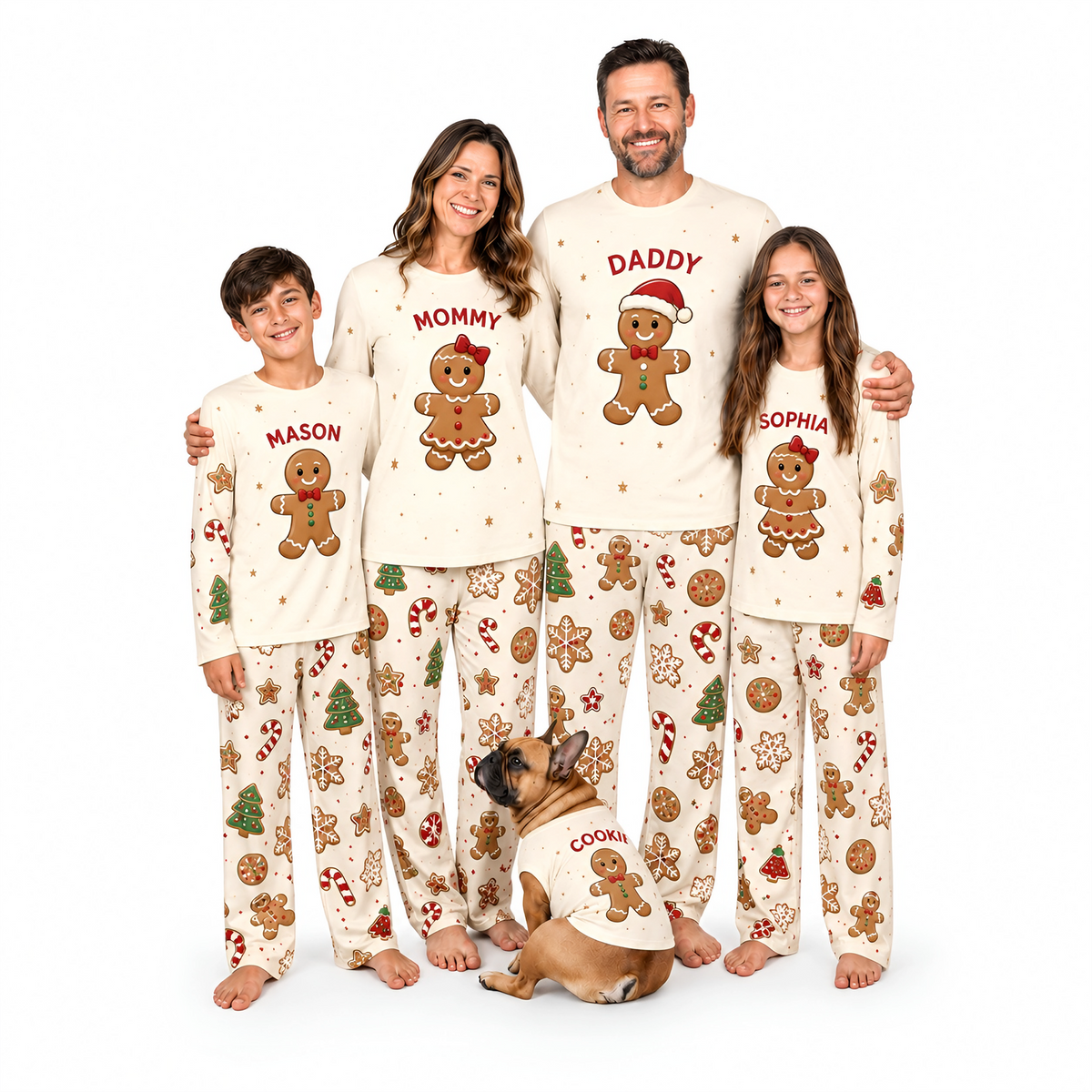Funny Gingerbread Family Matching Christmas Pajamas With Pet