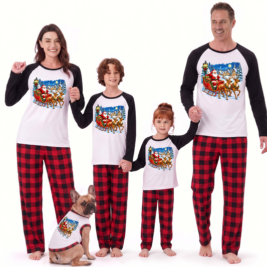 Magical Christmas Reindeer Sleigh Family Matching Christmas Pajamas