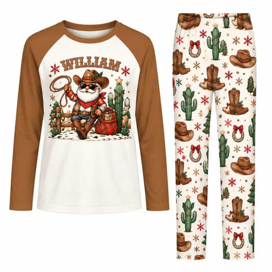 Western Santa Christmas Matching Family Pajamas
