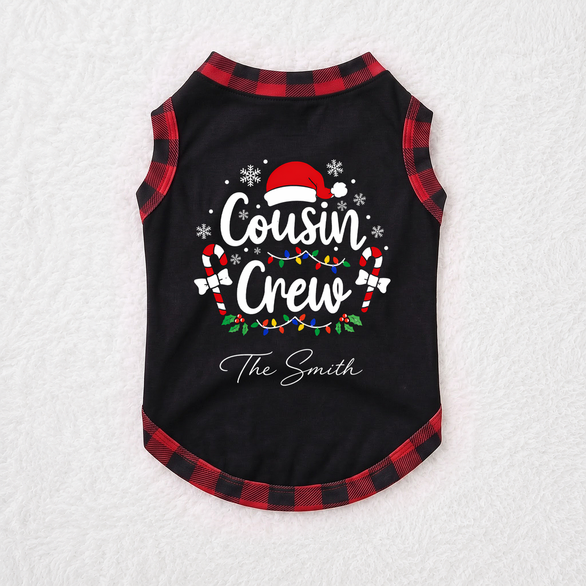 Custom Name Cousin Crew Christmas Lights Matching Family Christmas Pajamas