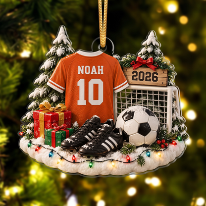Personalized Soccer Uniform Christmas Ornament, Custom Soccer Gift With Name And Year