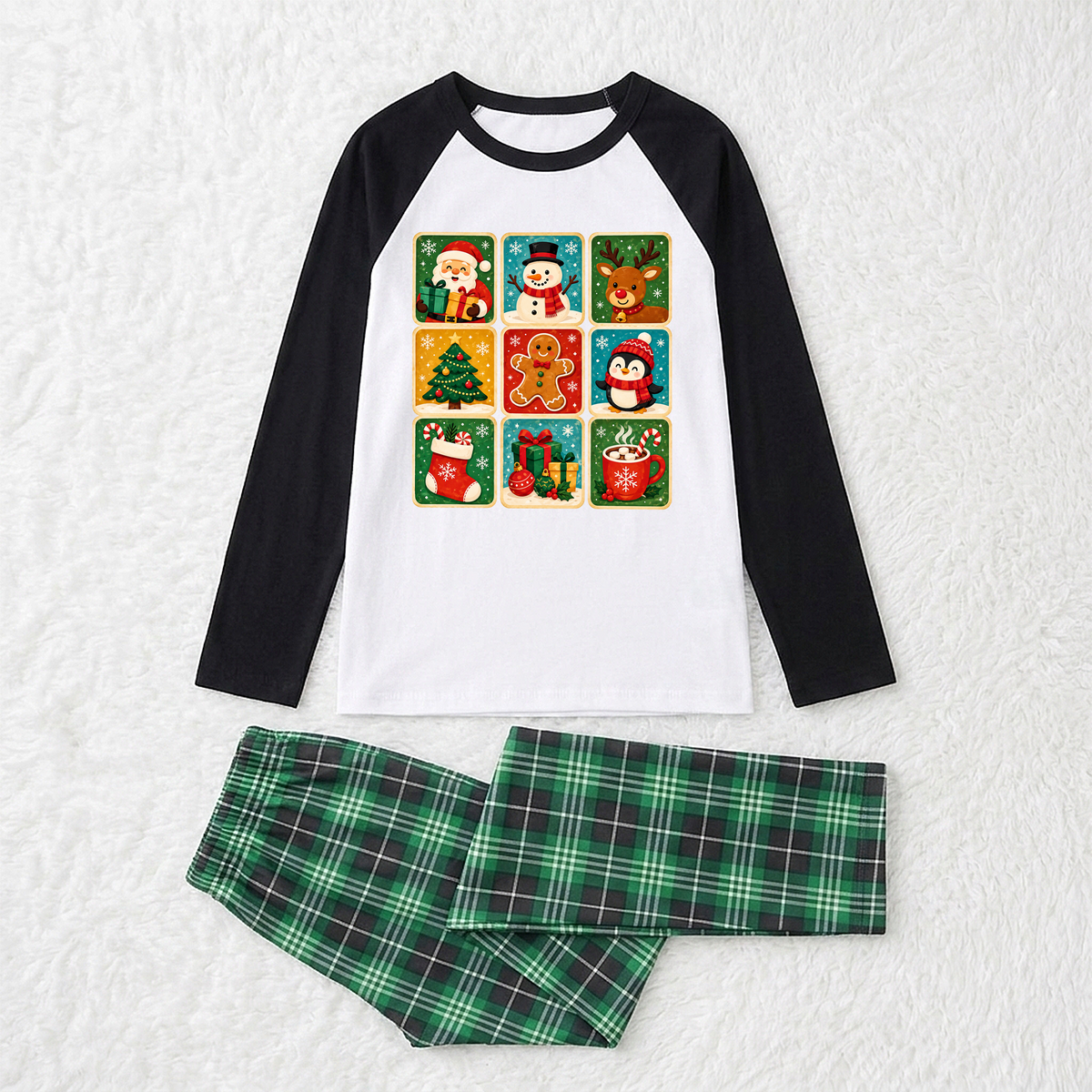 Cute Christmas Icons Family Matching Pajamas With Pet