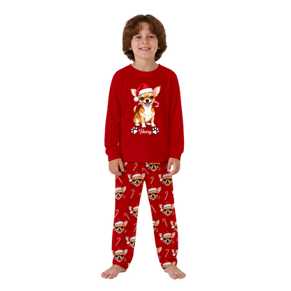 Cute Personalized Chihuahua Christmas Matching Family Pajamas With Pet
