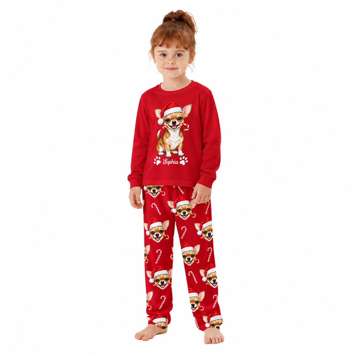 Cute Personalized Chihuahua Christmas Matching Family Pajamas With Pet