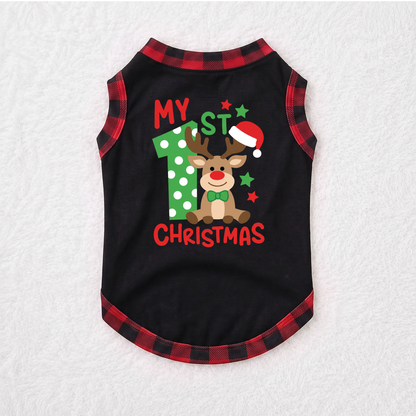 Cute Reindeer 1st Christmas Family Matching Pajamas With Pet