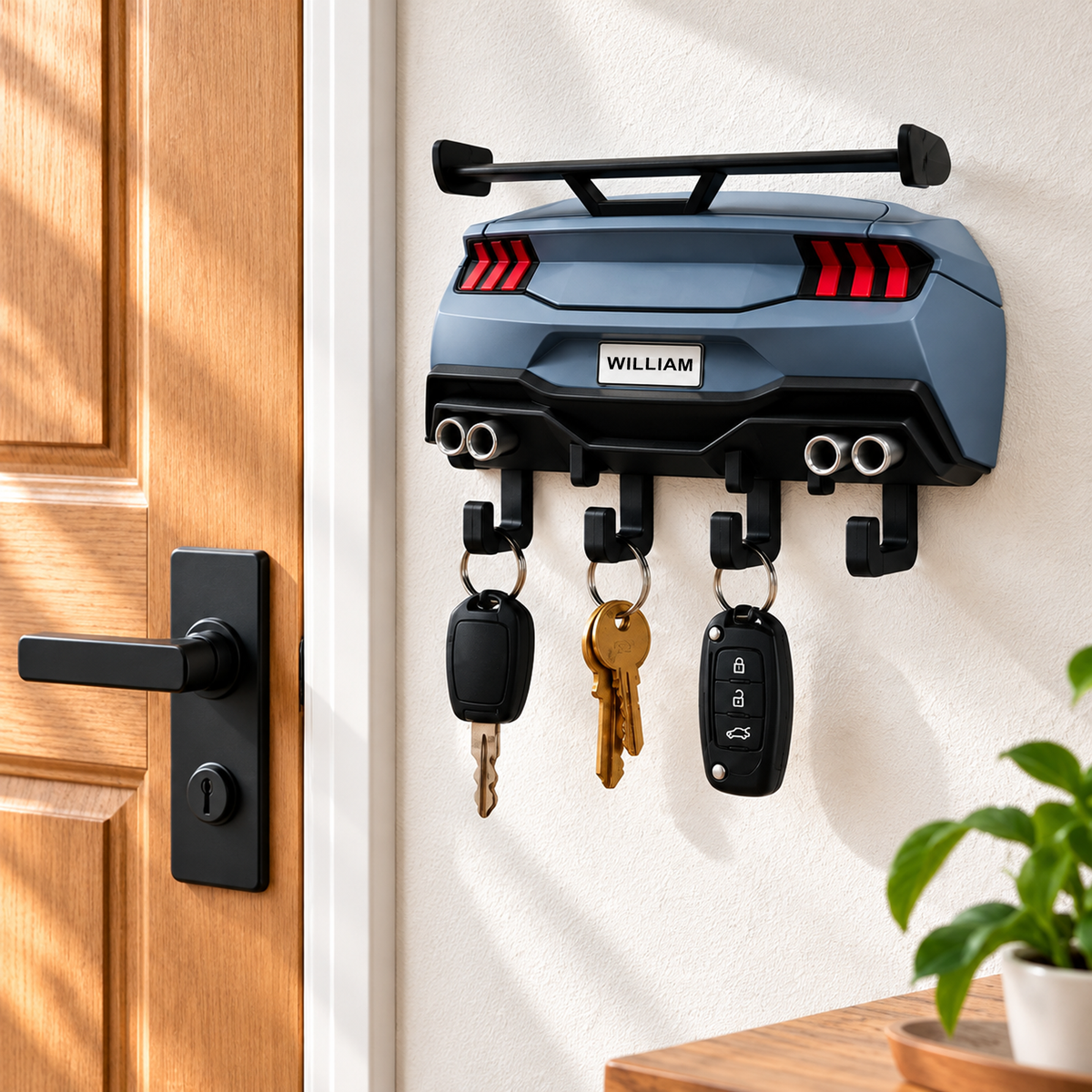 Personalized Sports Car Key Holder – 3D Printed Wall Key Rack, Custom Name Garage Decor, Car Lover Gift