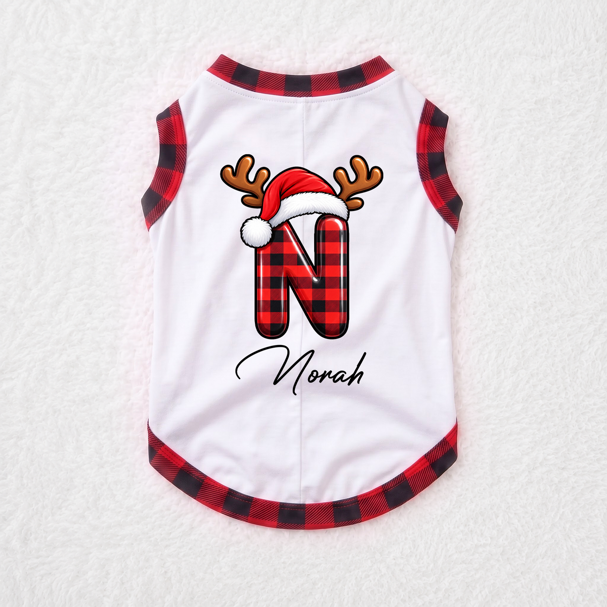 Custom Name Cute Christmas Reindeer Initial Family Matching Pajamas