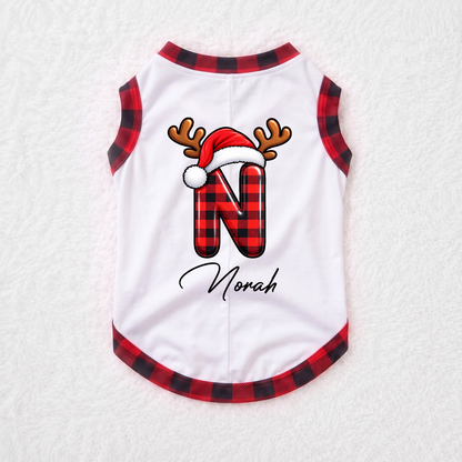 Custom Name Cute Christmas Reindeer Initial Family Matching Pajamas