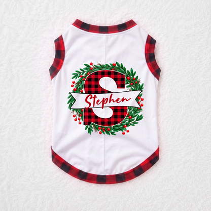 Personalized Cute Buffalo Plaid Monogram Matching Family Christmas Pajamas With Pet
