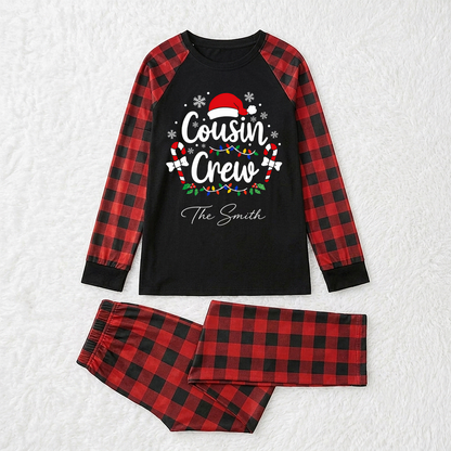 Custom Name Cousin Crew Christmas Lights Matching Family Christmas Pajamas