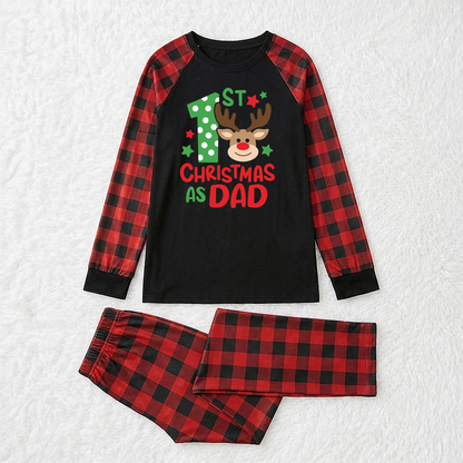 Cute Reindeer 1st Christmas Family Matching Pajamas With Pet
