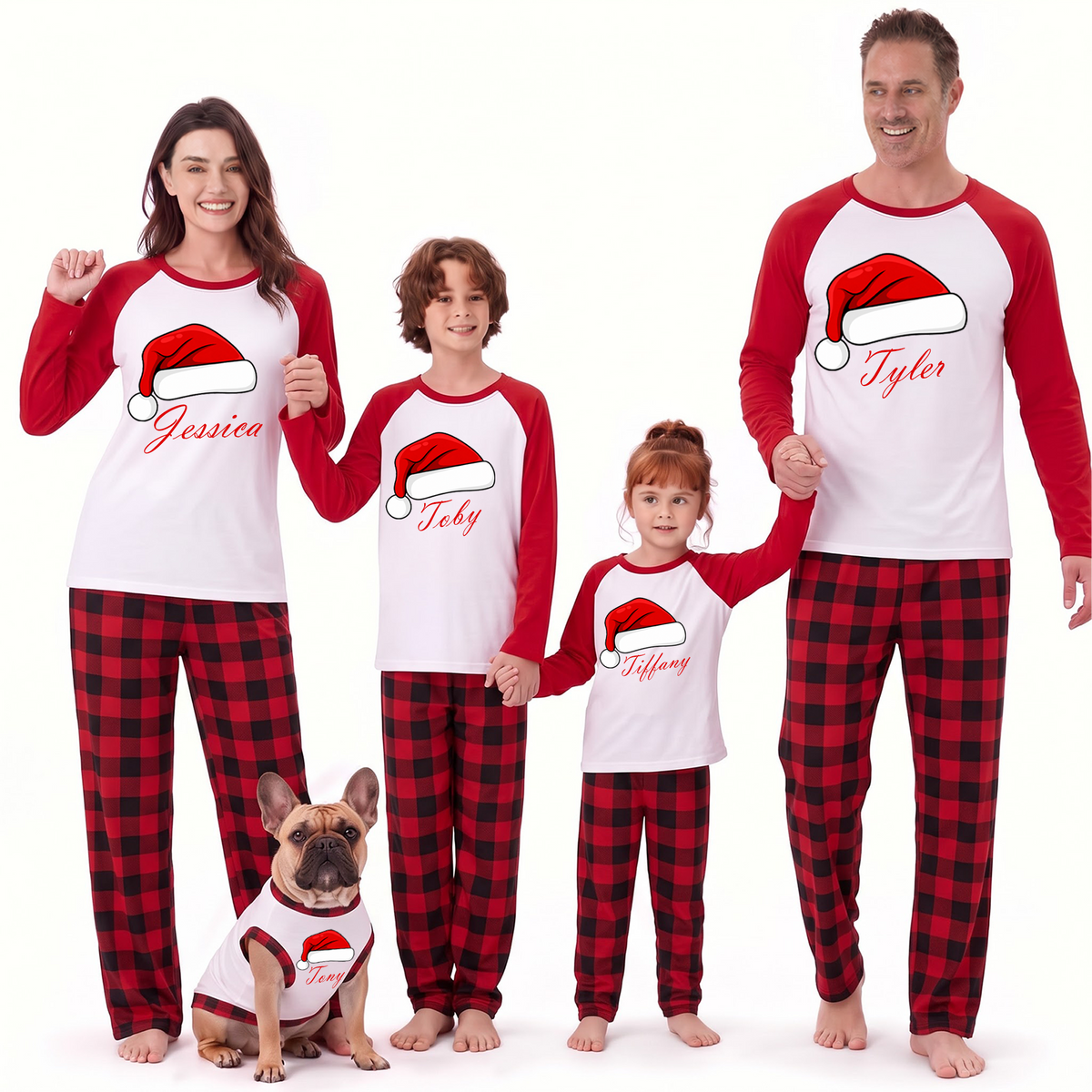 Festive Santa Hat Family Matching Christmas Pajamas With Pet