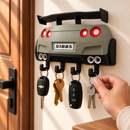 Personalized Sports Car Key Holder, Custom Name 3D Printed Wall Key Rack, Racing Car Key Organizer, Unique Gift for Car Lovers