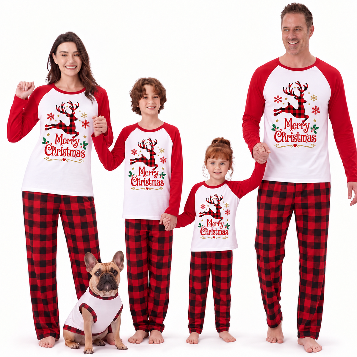 Merry Christmas Reindeer Family Matching Christmas Pajamas With Pet