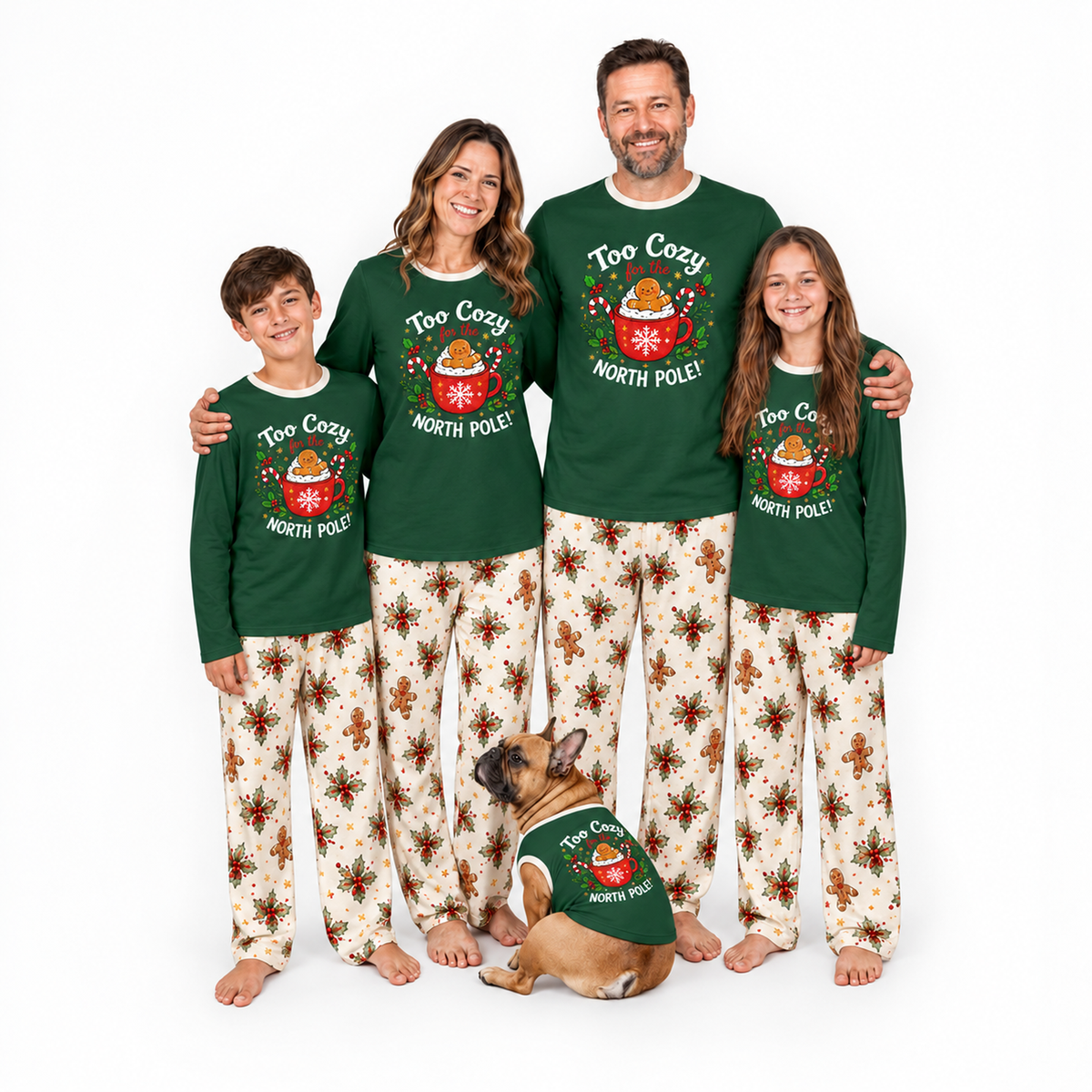 Cute Gingerbread Mug Family Matching Christmas Pajamas With Pet