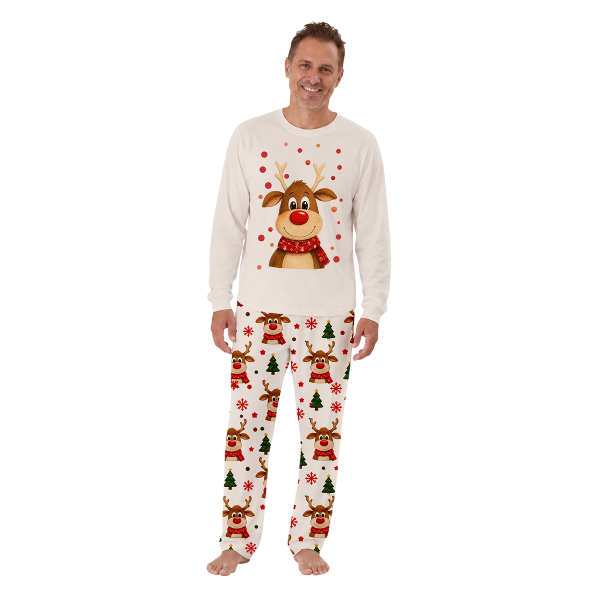 Cute Reindeer Family Matching Christmas Pajamas With Pet (Copy)