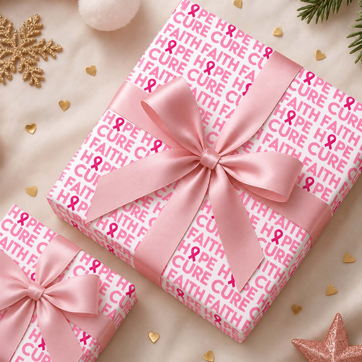 Pink Breast Cancer Awareness Ribbon Personalized Wrapping Paper