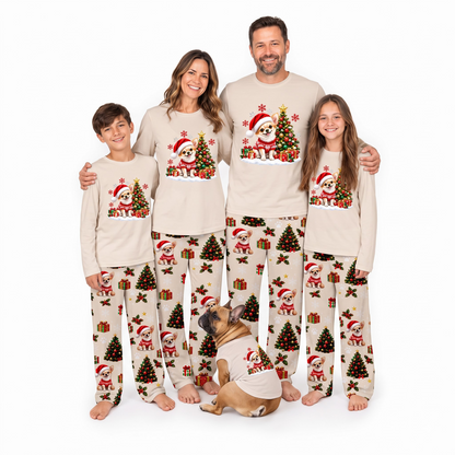 Cute Chihuahua Christmas Tree Custom Name Family Matching Christmas Pajamas