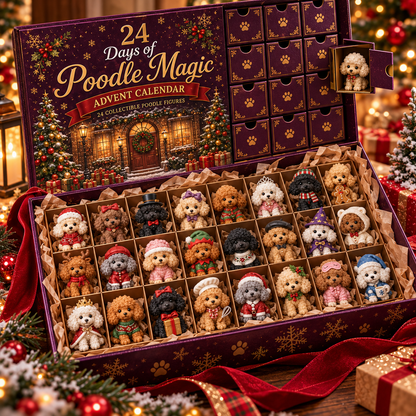 Poodle Christmas Advent Calendar –  24 Collectible Poodle Figurines, Christmas Countdown Calendar & Gifts for Poodle Lovers