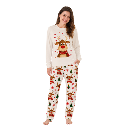 Cute Reindeer Family Matching Christmas Pajamas With Pet (Copy)