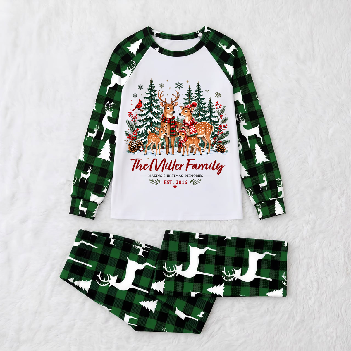 Cozy Reindeer Family Christmas Forest Matching Christmas Pajamas