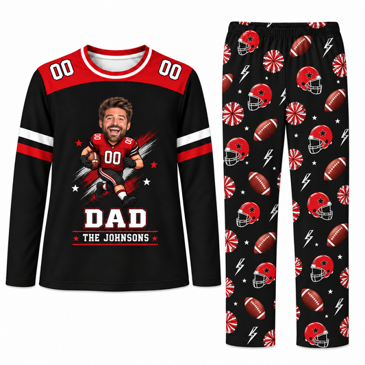 Funny Custom Face Football Jersey Personalized Family Christmas Pajamas