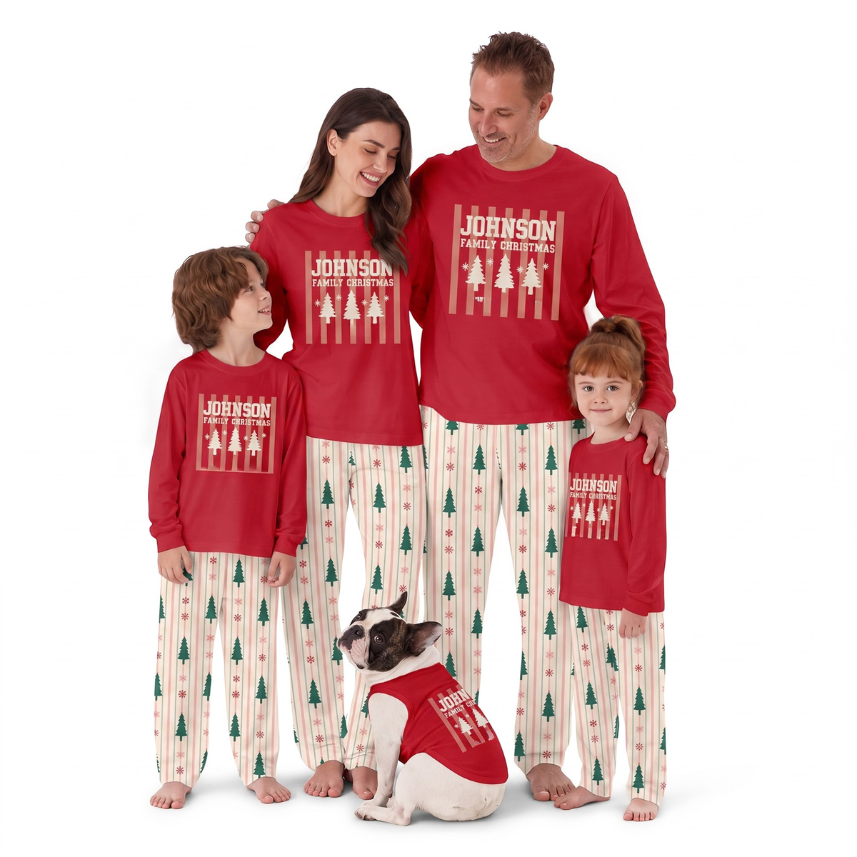 Cozy Personalized Family Name Christmas Tree Family Christmas Pajamas With Pet