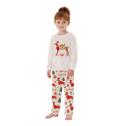 Festive Personalized Dachshund Dog Lover Family Matching Christmas Pajamas With Pet
