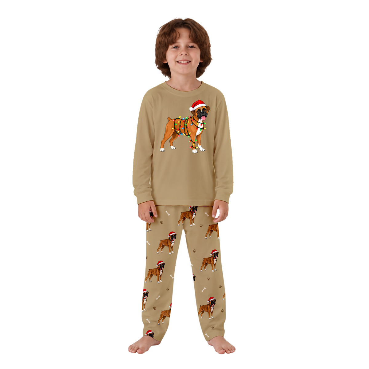 Cute Boxer Dog Lover Christmas Matching Family Pajamas With Pet