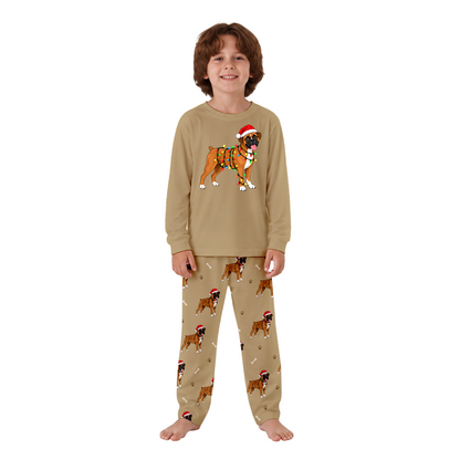 Cute Boxer Dog Lover Christmas Matching Family Pajamas With Pet
