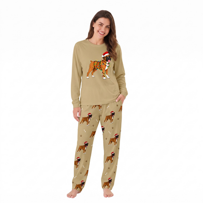 Cute Boxer Dog Lover Christmas Matching Family Pajamas With Pet
