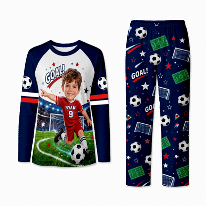 Personalized Soccer Matching Family Pajamas, Soccer Goal Pajama Set