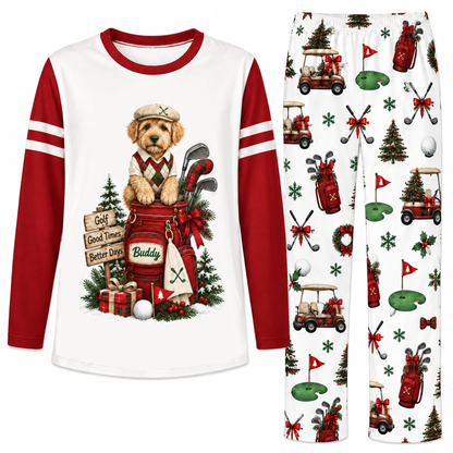 Cute Custom Photo Pet Golf Christmas Tree Matching Pajamas