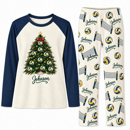 Personalized Name Volleyball Christmas Tree Family Christmas Pajamas
