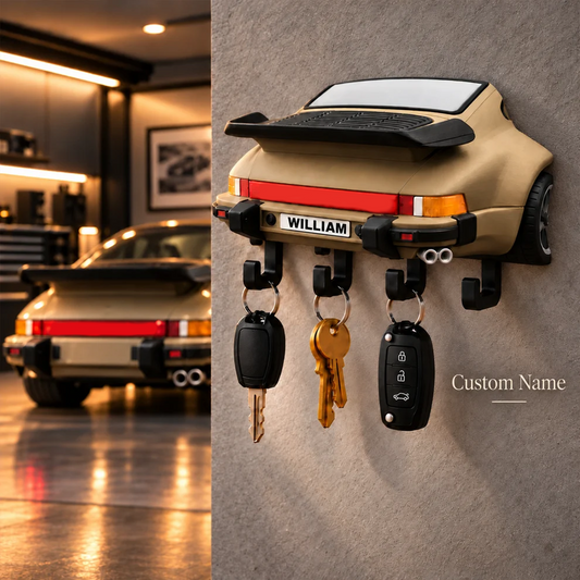Retro Sports Car Key Holder, Vintage Car Inspired Wall Key Rack, 3D Printed Car Key Organizer, Unique Gift for Car Lovers